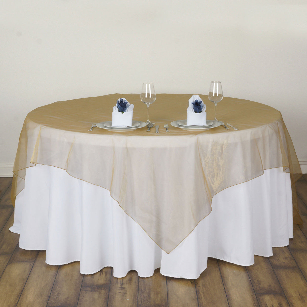 Organza Table Overlay 72"x72" Gold