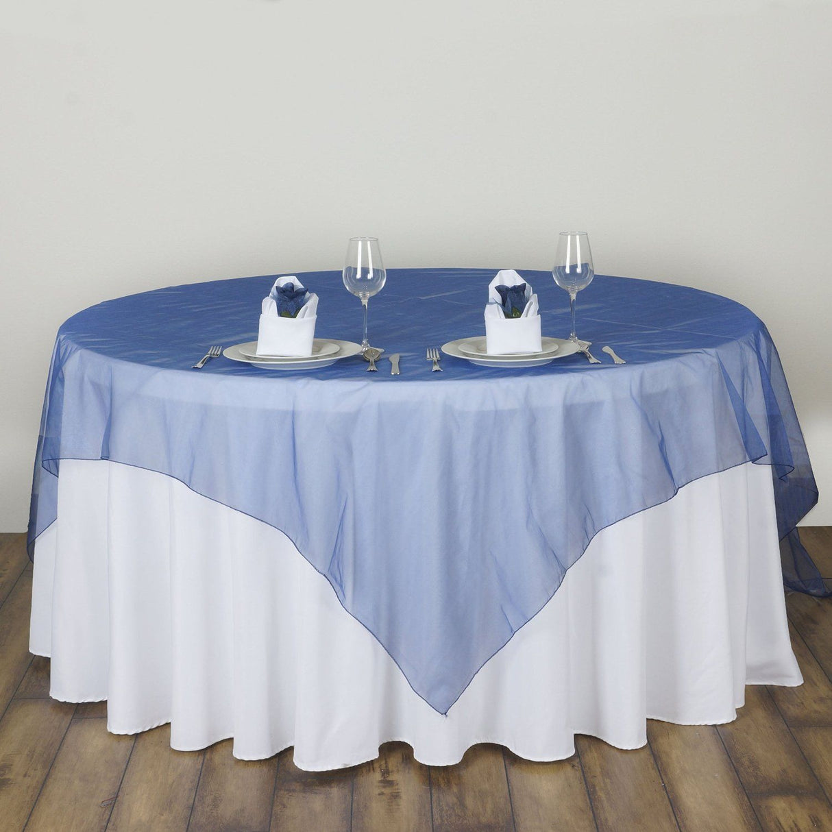 Organza Table Overlay 72"x72" Navy Blue