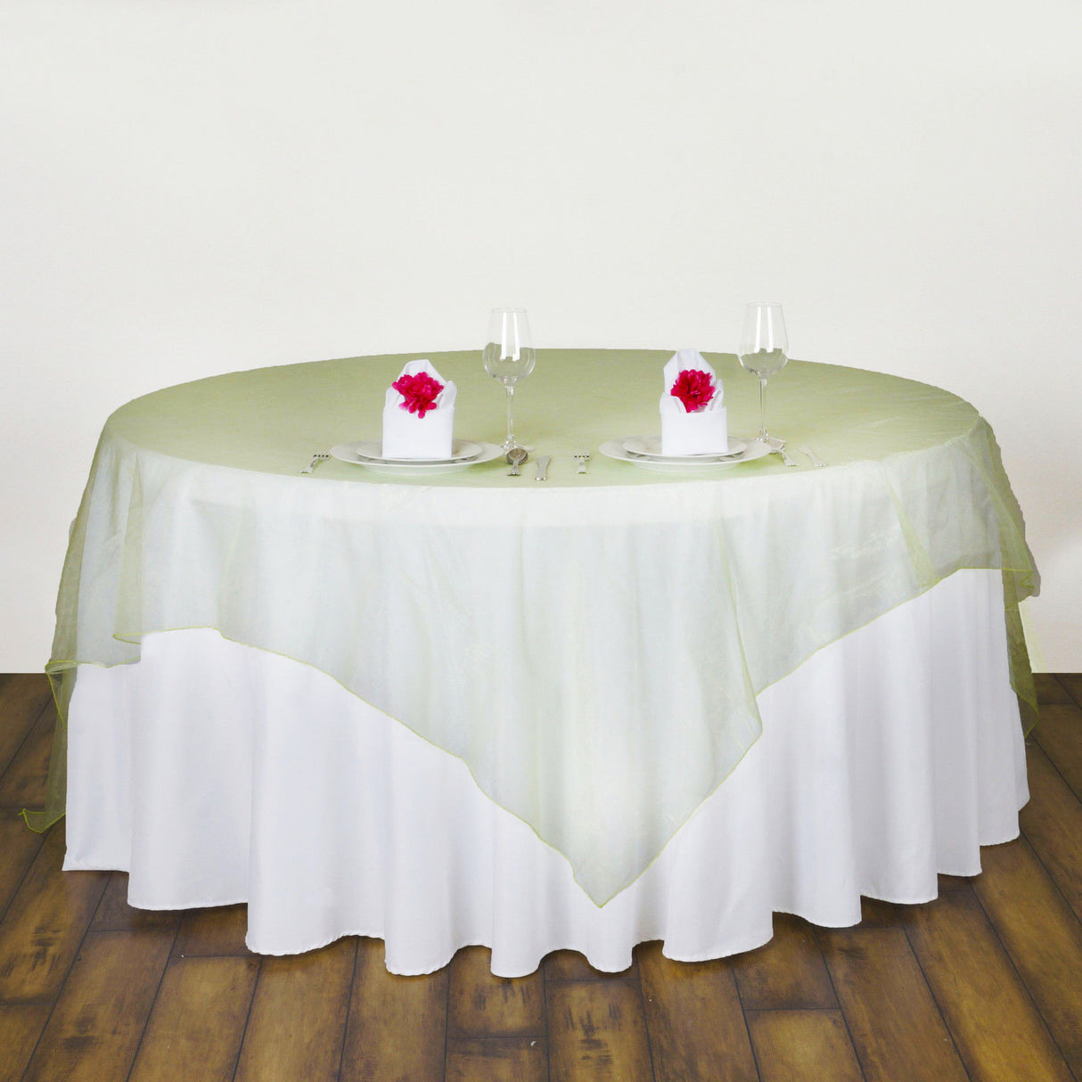 Organza Table Overlay 72"x72" Light Green