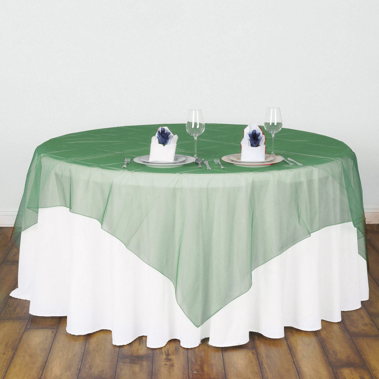 Organza Table Overlay 72"x72" Dark Green