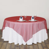 Organza Table Overlay 72"x72" Wine Red