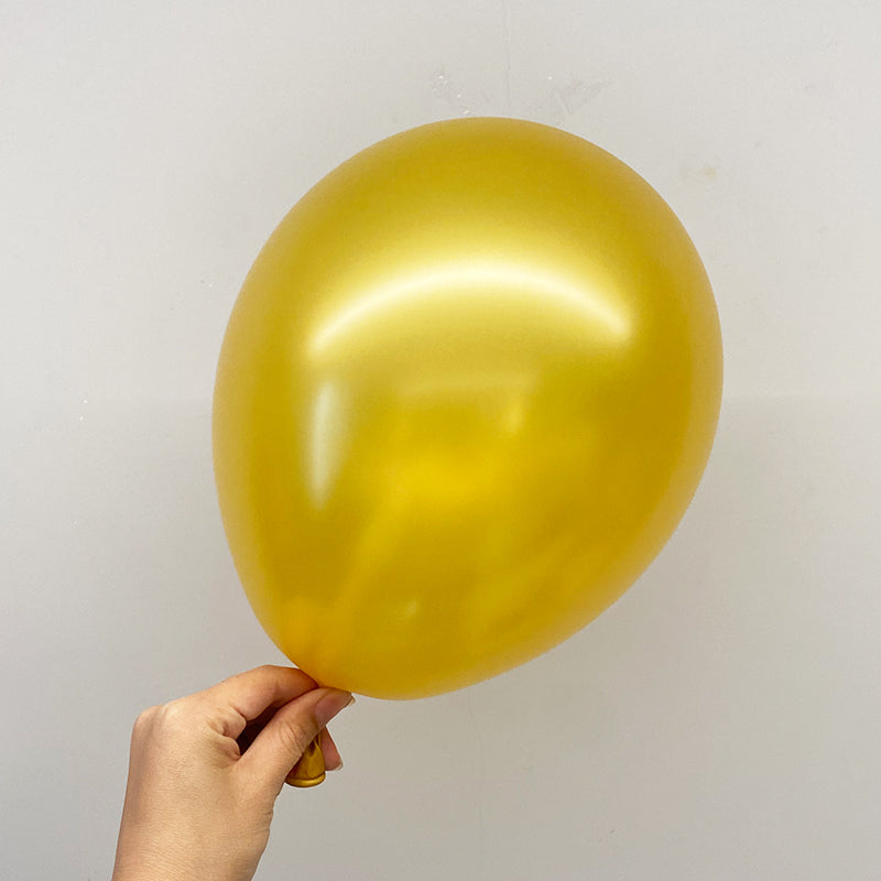 10 Pc Shiny Pearl Gold Latex Helium, Air or Water Balloons 18"