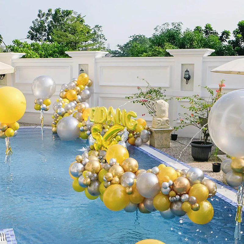 10 Pc Shiny Pearl Gold Latex Helium, Air or Water Balloons 18"