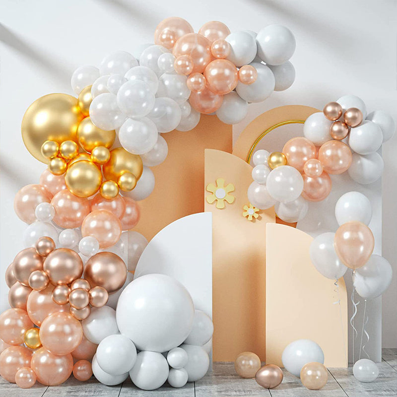 5 Pc Shiny Pearl Rose Gold Latex Helium, Air or Water Balloons 36"
