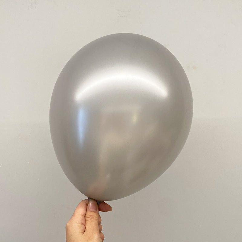 5 Pc Shiny Pearl Silver Latex Helium, Air or Water Balloons 36"