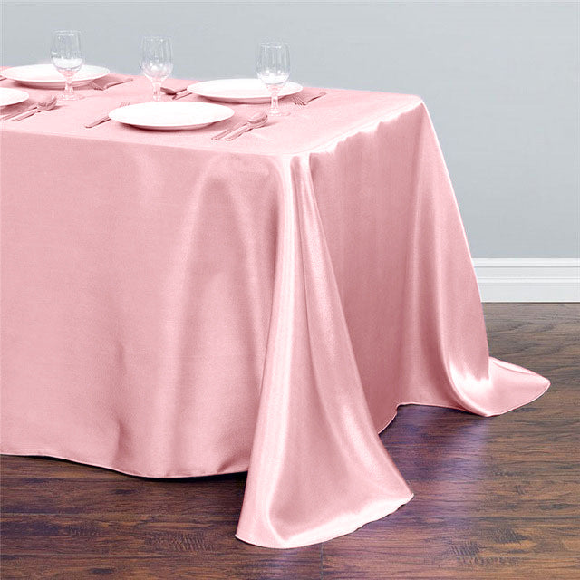 Satin Rectangular Tablecloth 57"x126" Pink-No splicing