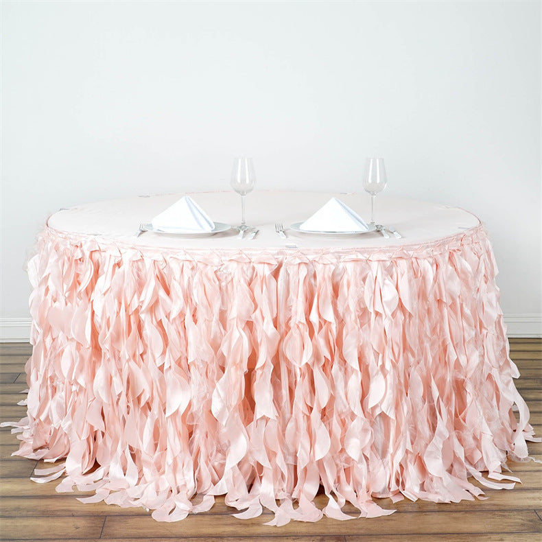 Curly Willow 14ft Table Skirt Pink