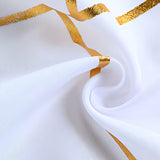 Polyester Rectangle Tablecloth With Gold Foil Geometric Pattern 120" White