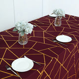 Polyester Rectangle Tablecloth With Gold Foil Geometric Pattern 120" Navy Blue