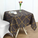 Polyester Rectangle Tablecloth With Gold Foil Geometric Pattern 54"x54" Wine Red