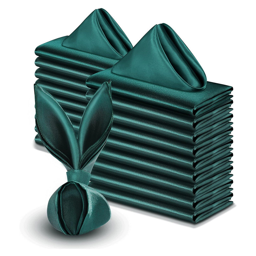 5 Pc Satin Soft Cloth Napkins 17"x17" Dark Green
