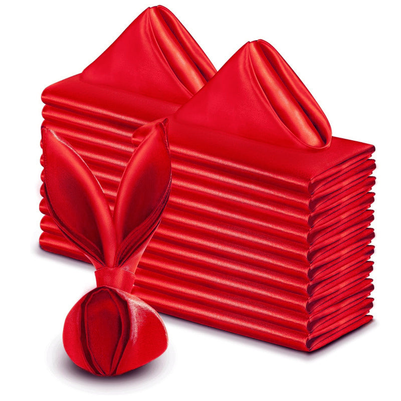 5 Pc Satin Soft Cloth Napkins 17"x17" Red