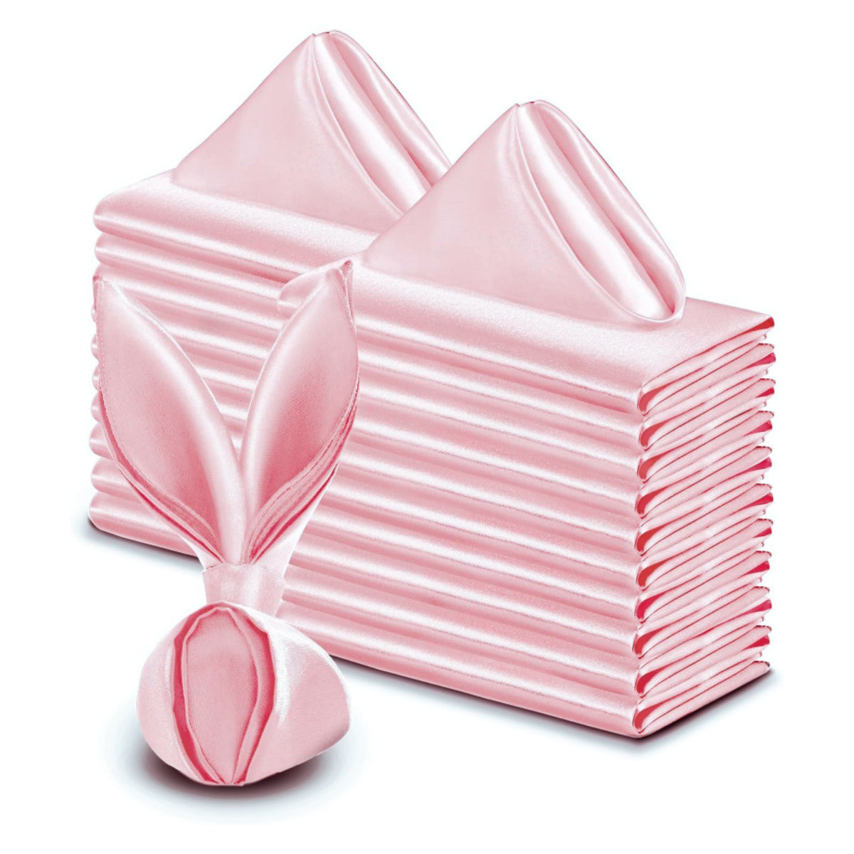 5 Pc Satin Soft Cloth Napkins 17"x17" Pink