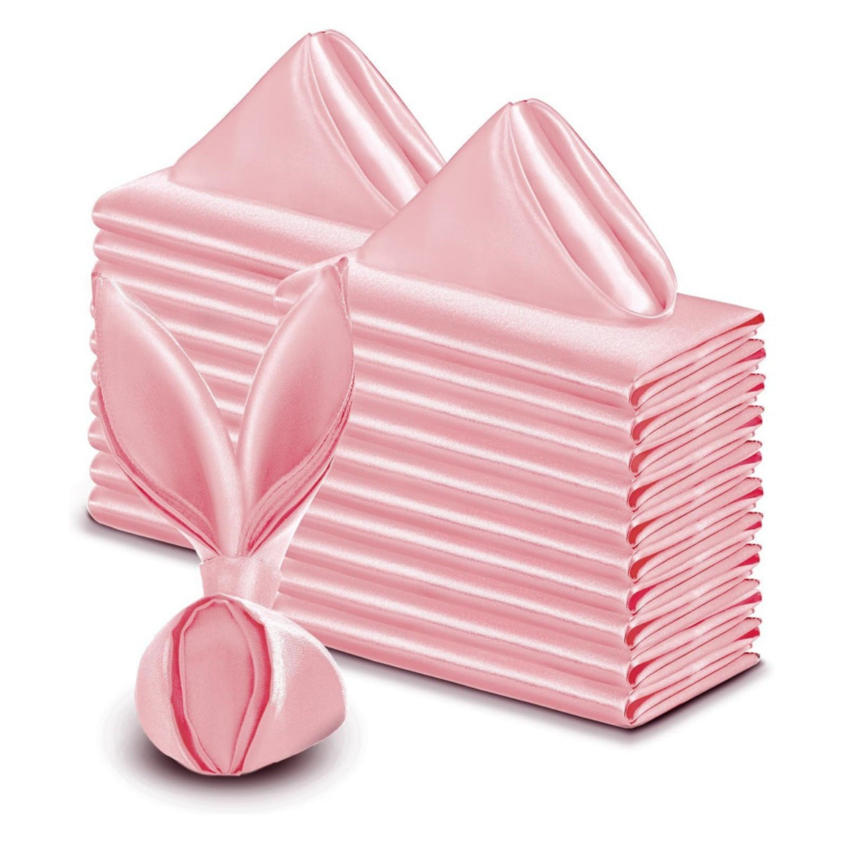 5 Pc Satin Soft Cloth Napkins 17"x17" Apricot Pink