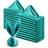 5 Pc Satin Soft Cloth Napkins 17"x17" Peacock Blue