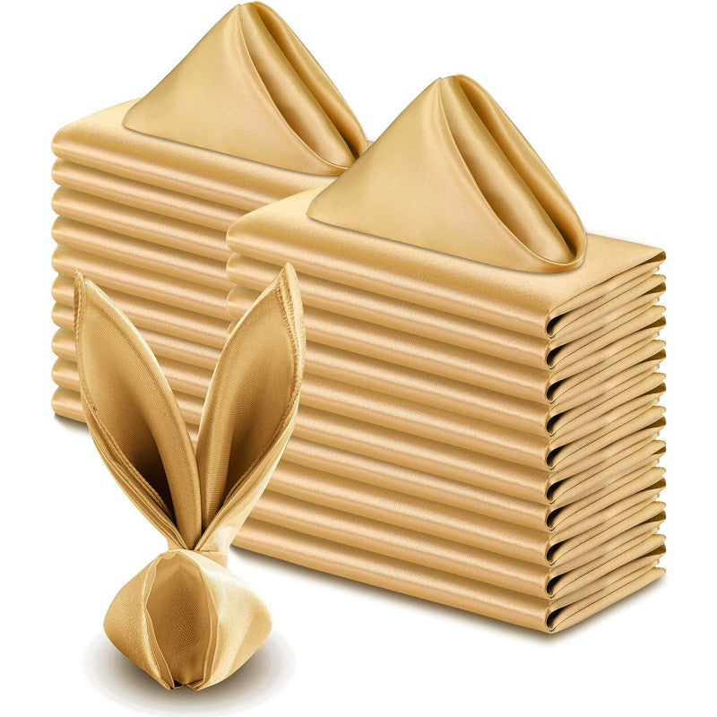 5 Pc Satin Soft Cloth Napkins 17"x17" Dark Gold