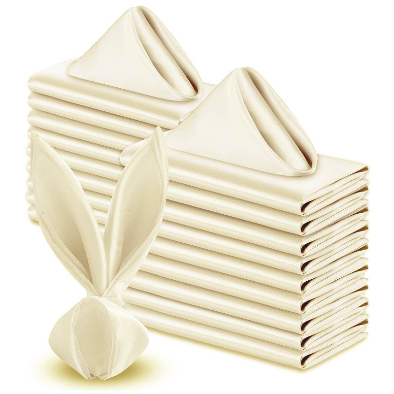 5 Pc Satin Soft Cloth Napkins 17"x17" Ivory
