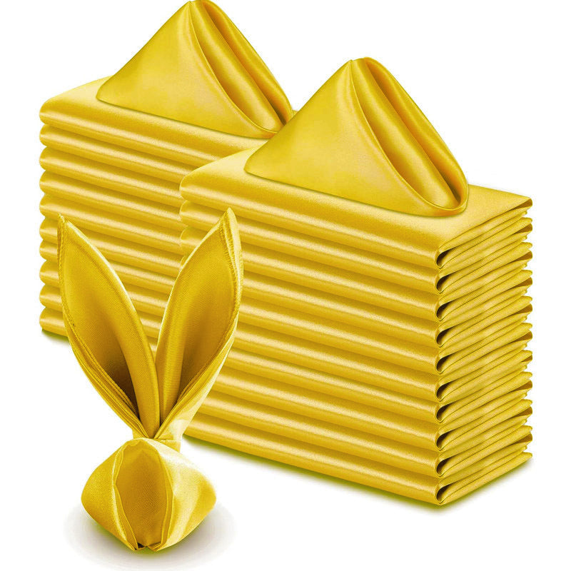 5 Pc Satin Soft Cloth Napkins 17"x17" Yellow