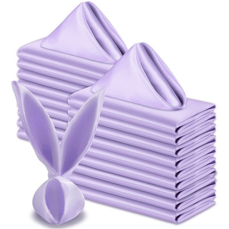5 Pc Satin Soft Cloth Napkins 17"x17" Light Purple