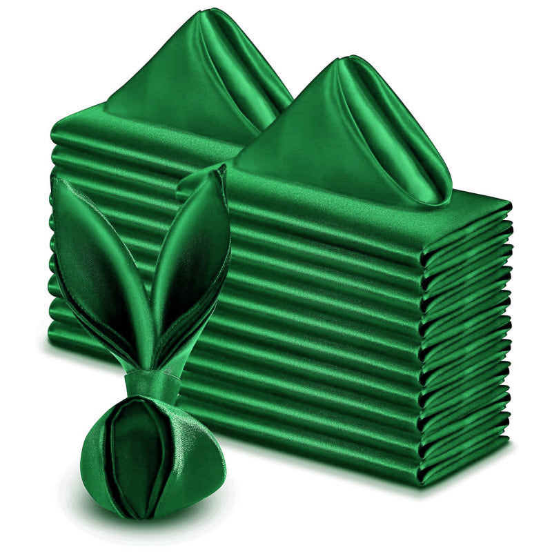 5 Pc Satin Soft Cloth Napkins 17"x17" Green