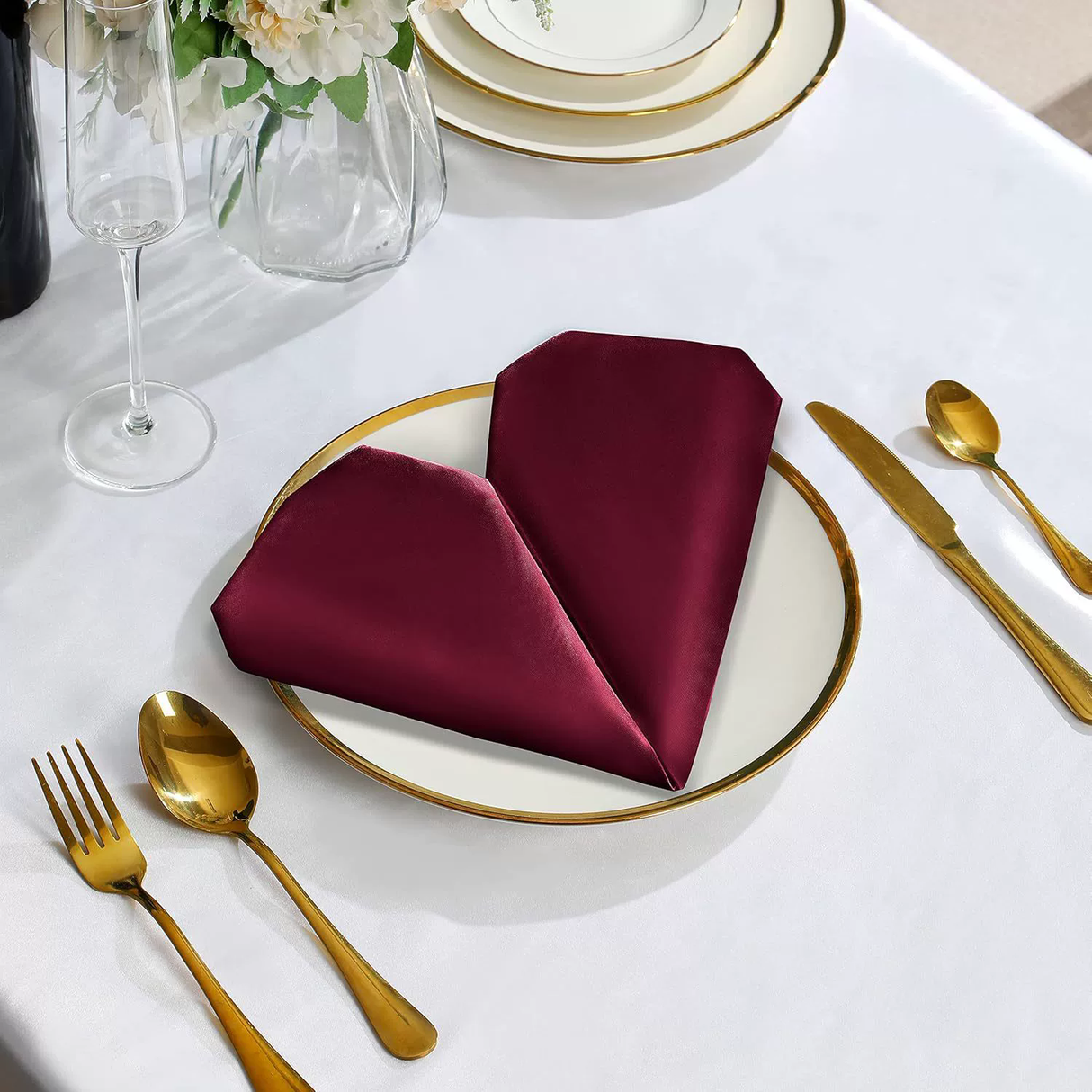 5 Pc Satin Soft Cloth Napkins 17"x17" Apricot Pink