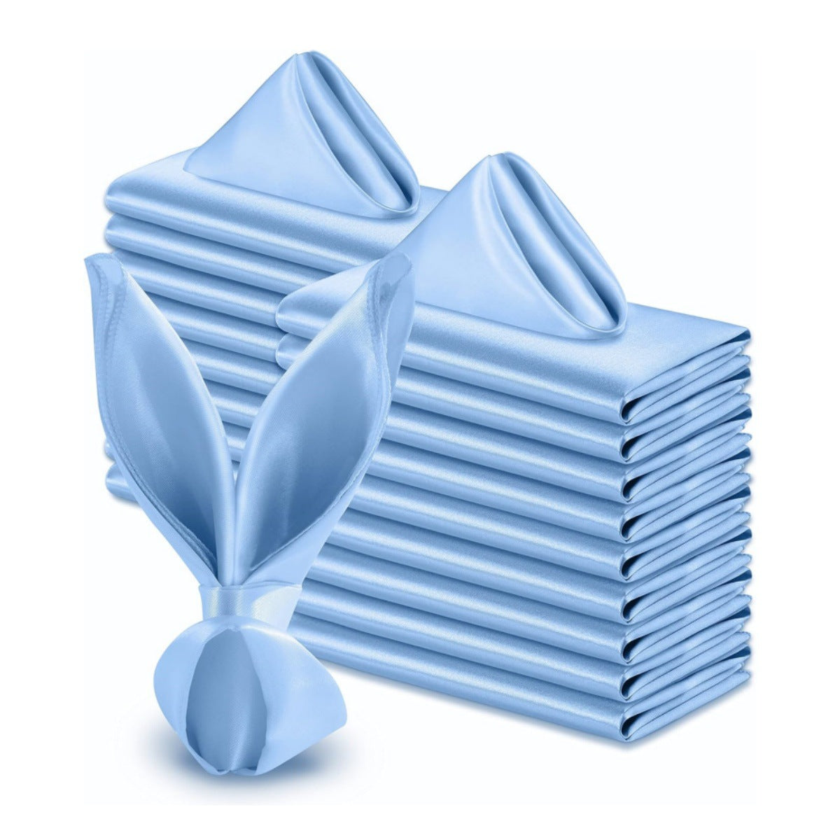 5 Pc Satin Soft Cloth Napkins 17"x17" Blue