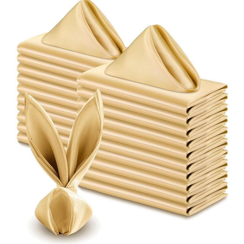 5 Pc Satin Soft Cloth Napkins 17"x17" Champagne