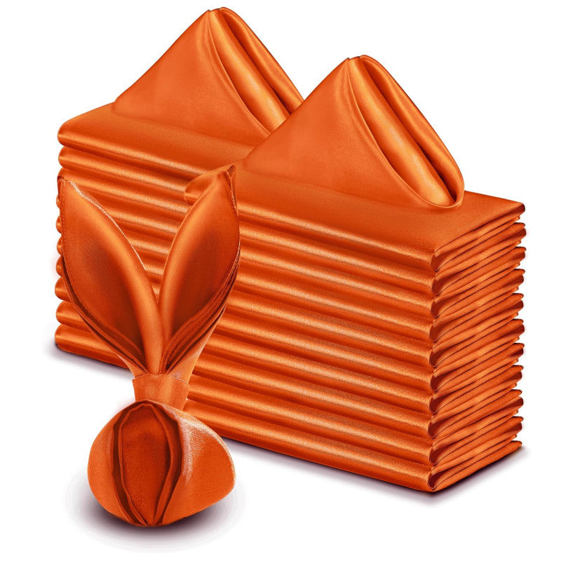 5 Pc Satin Soft Cloth Napkins 17"x17" Orange