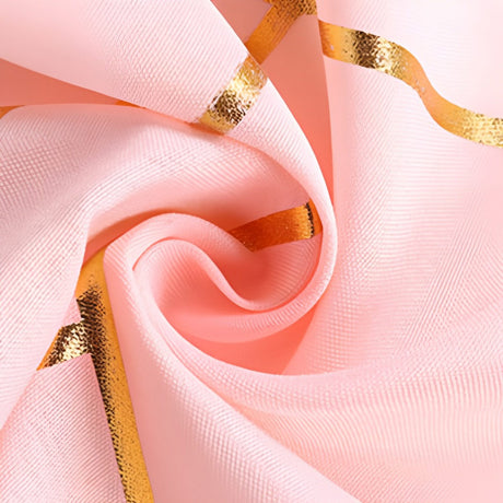 Polyester Rectangle Tablecloth With Gold Foil Geometric Pattern 120" Light Pink