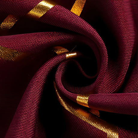 Polyester Rectangle Tablecloth With Gold Foil Geometric Pattern 120" Wine Red