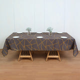 Polyester Rectangle Tablecloth With Gold Foil Geometric Pattern 90"x156" Dark Gray