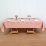 Polyester Rectangle Tablecloth With Gold Foil Geometric Pattern 90"x156" Gray Pink