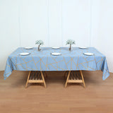 Polyester Rectangle Tablecloth With Gold Foil Geometric Pattern 90"x156" Gray Blue