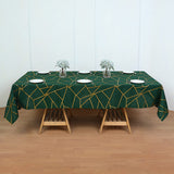 Polyester Rectangle Tablecloth With Gold Foil Geometric Pattern 90"x156" Dark Green