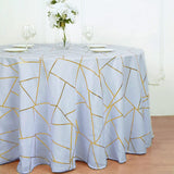 Polyester Rectangle Tablecloth With Gold Foil Geometric Pattern 120" Light Purple