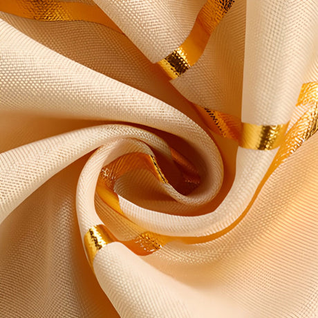 Polyester Rectangle Tablecloth With Gold Foil Geometric Pattern 120" Champagne
