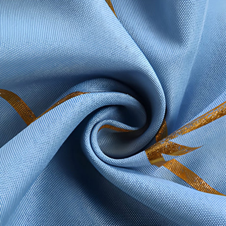 Polyester Rectangle Tablecloth With Gold Foil Geometric Pattern 120" Gray Blue