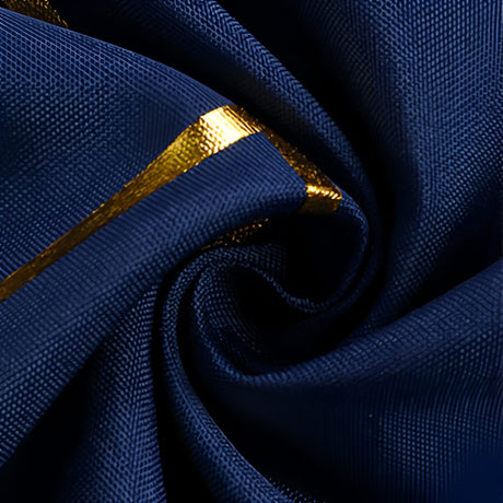 Polyester Rectangle Tablecloth With Gold Foil Geometric Pattern 120" Navy Blue