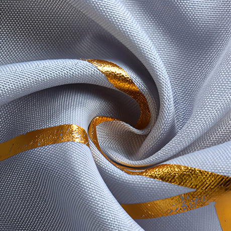Polyester Rectangle Tablecloth With Gold Foil Geometric Pattern 120" Light Purple