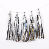 12 Pc Pre-Tied Paper Fringe Tassels Silver