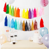 12 Pc Pre-Tied Paper Fringe Tassels Navy Blue