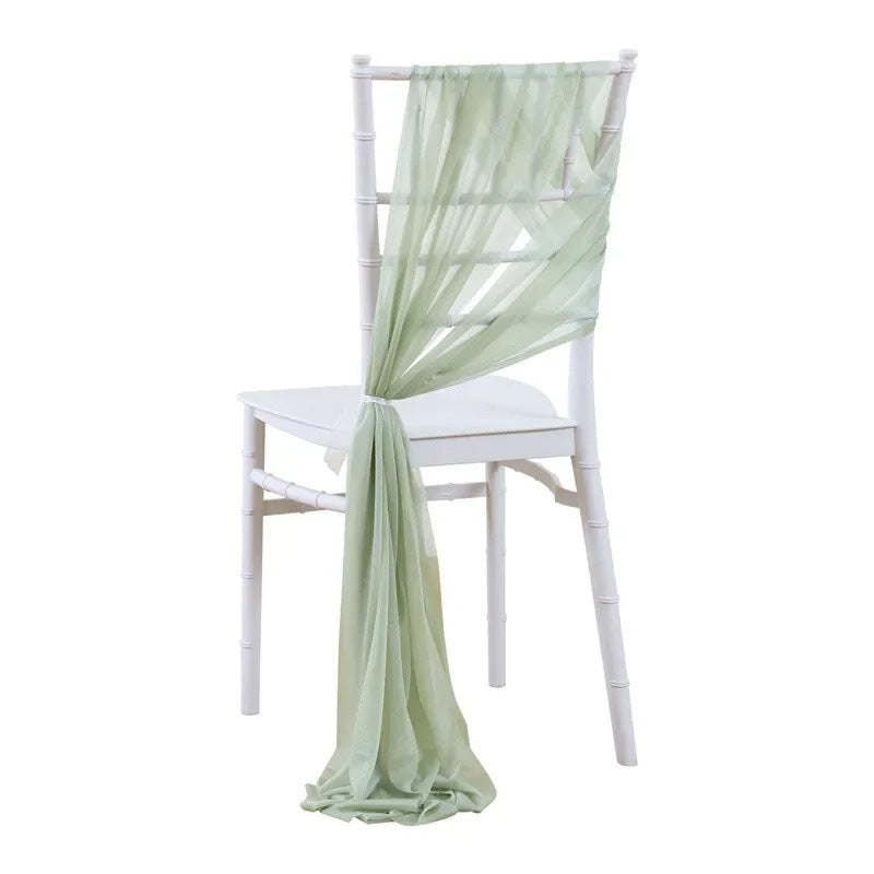 5 Pc Wedding Chiffon Chair Sashes Cover 8"x100" Gray Green