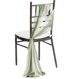 5 Pc Wedding Chiffon Chair Sashes Cover 8"x100" Gray Green