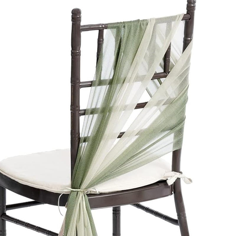 5 Pc Wedding Chiffon Chair Sashes Cover 8"x100" Gray Green