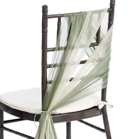 5 Pc Wedding Chiffon Chair Sashes Cover 8"x100" Gray Green