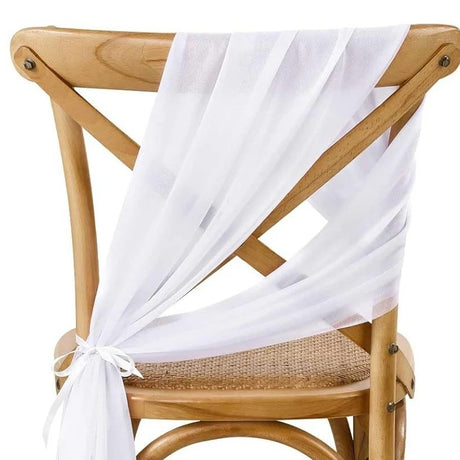 5 Pc Wedding Chiffon Chair Sashes Cover 8"x100" White