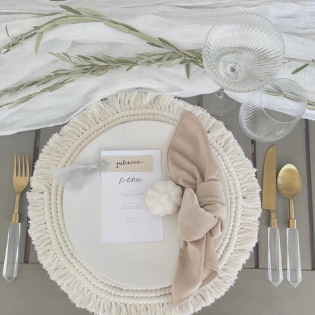 5 Pc Premium Velvet Napkins 18"x18" Beige