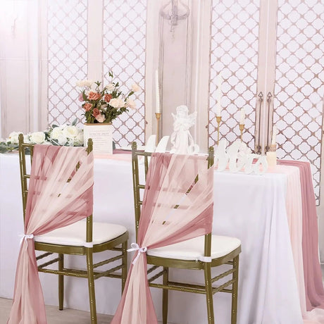 5 Pc Wedding Chiffon Chair Sashes Cover 8"x100" Blush Pink