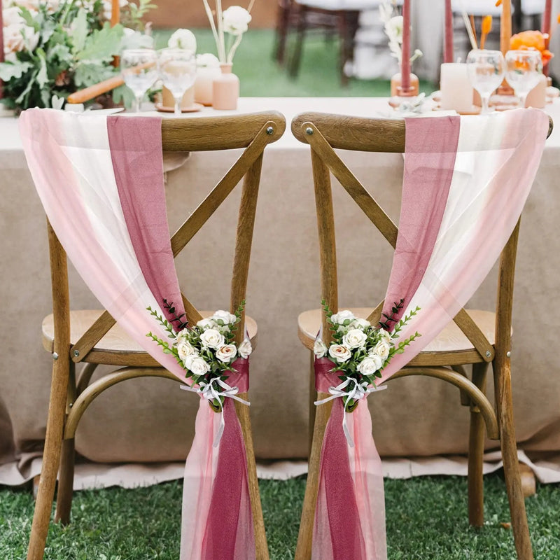5 Pc Wedding Chiffon Chair Sashes Cover 8"x100" Old Champagne