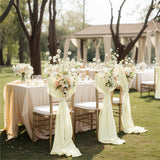 5 Pc Wedding Chiffon Chair Sashes Cover 8"x100" Beige